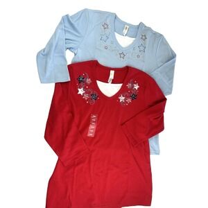Set of 2 NWT Morning Sun Grandmacore Americana USA July 4th Size L